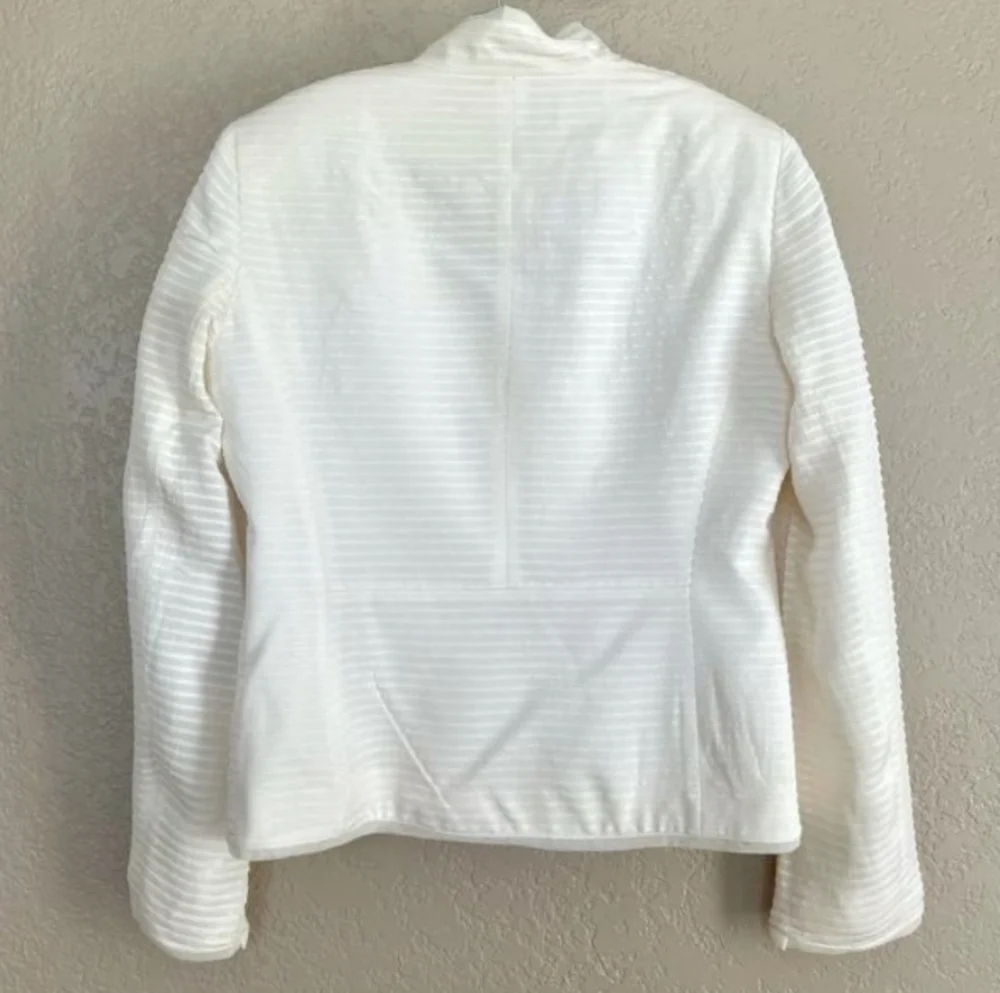 Jones New York Women's White Ivory Silk Lace Dress Jacket 4/S Long Sleeve EXC